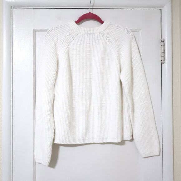 Quince Ivory Organic Cotton Fisherman Crew Cropped Sweater XL Career Office - Picture 8 of 8